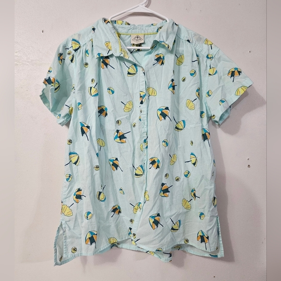 St. Johns Bay Summer Print Button Down Polo Short Sleeve Shirt! - Picture 1 of 5